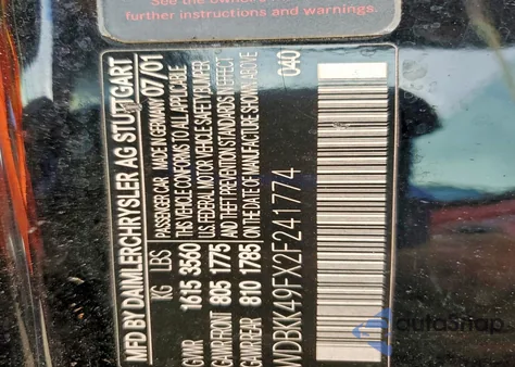 2002 Mercedes-Benz Slk 230 Kompressor z USA, uszkodzony, nr VIN WDBKK49FX2F241774